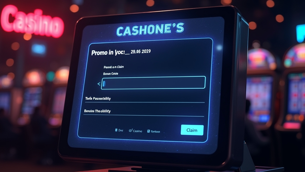 Player submitting a bonus code on a casino cashier screen
