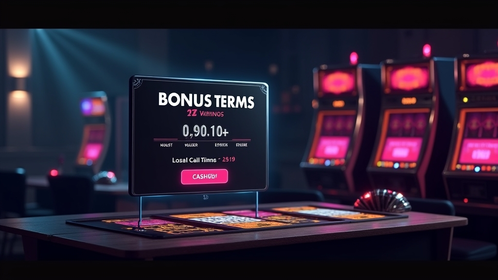 Casino bonus terms panel with wagering, expiry, and cashout rules