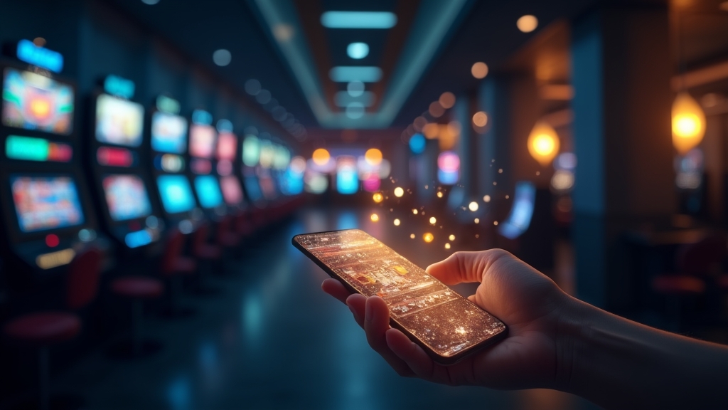 Android and iPhone phones with a casino app download concept