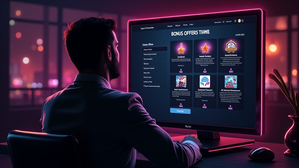 Registered player browsing casino bonus offers and loyalty rewards